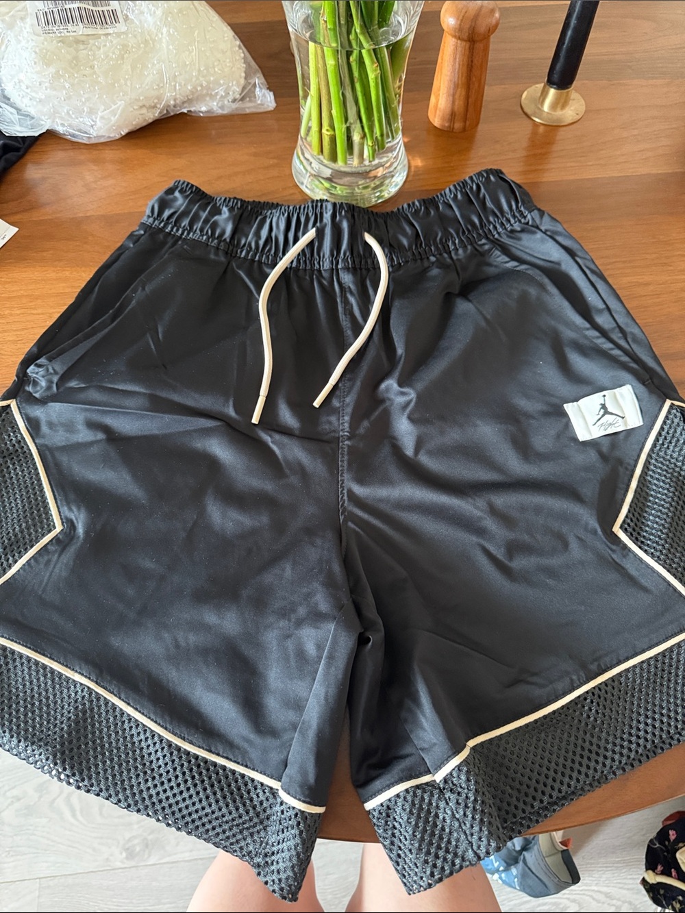 Jordan women’s Black Athletic Shorts with Cream Trim